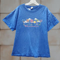 Jerzees Hawaii Men T Shirt L Blue Cotton Jerzees Crew Neck Short Sleeve Tropical Palm Trees Graphic