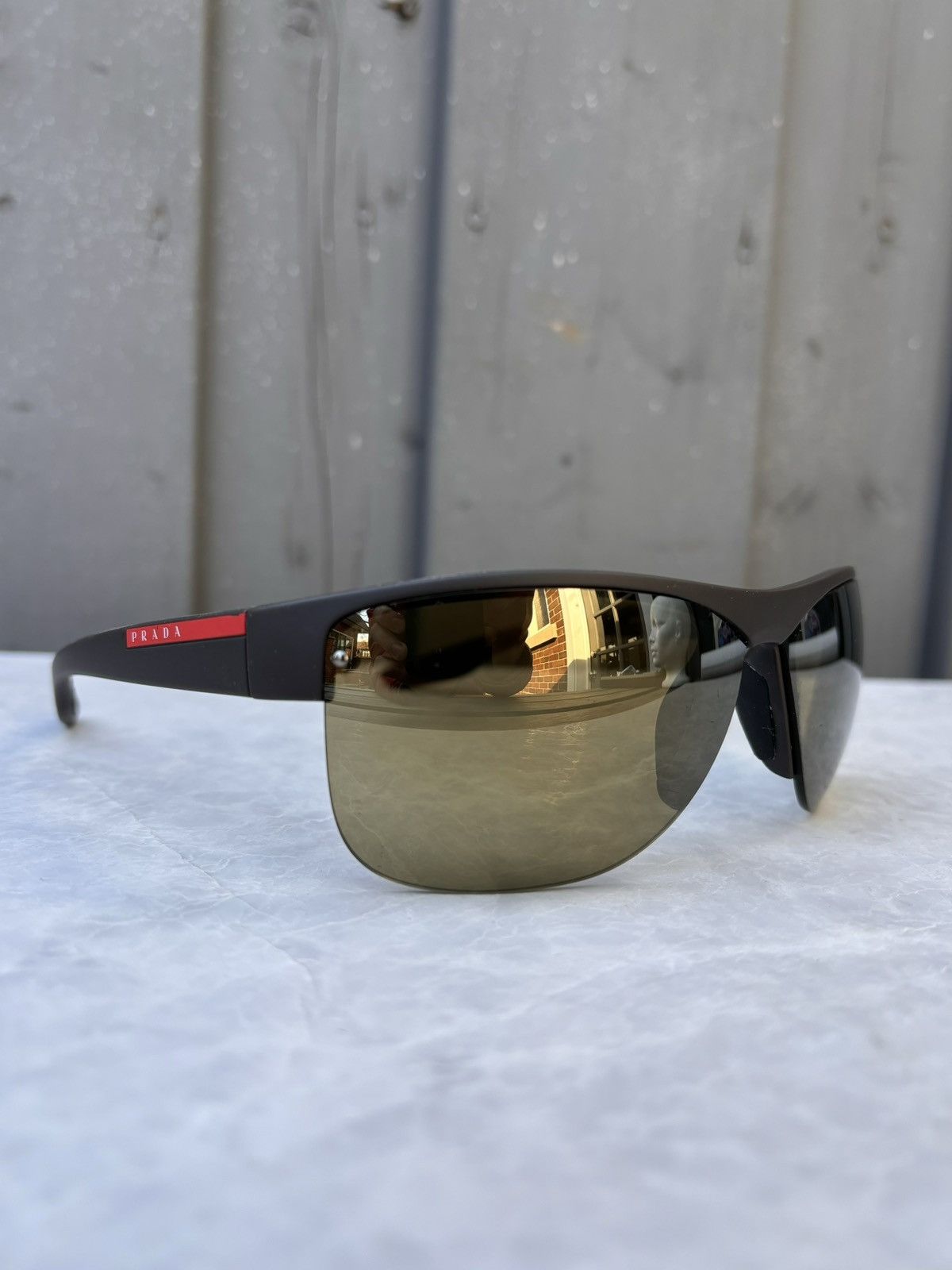 Vintage 2000s Prada Sunglasses Linea Rossa Sport Half Rin Sps 17u Y2