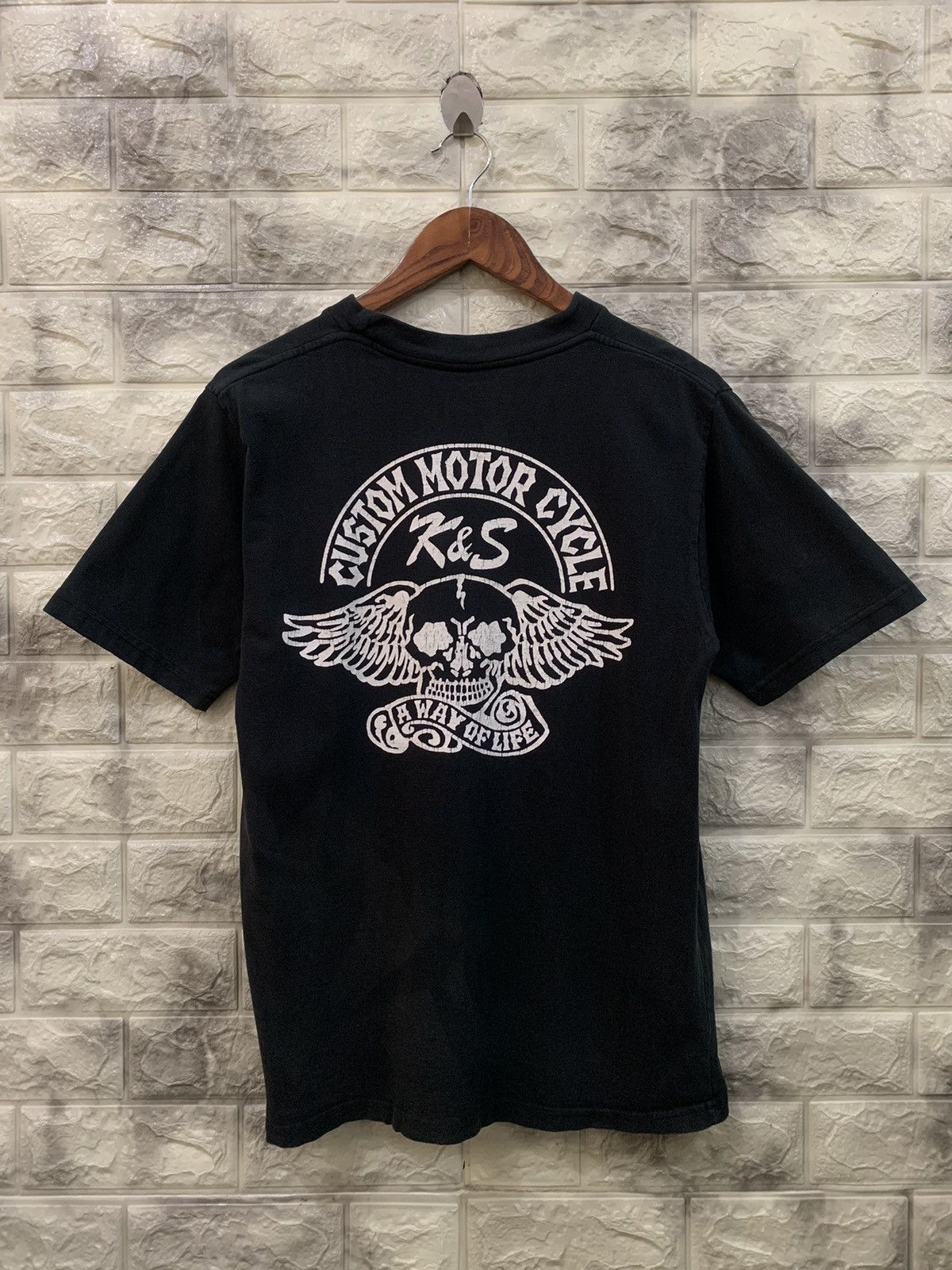 Vintage K S Custom Motorcycle Black Tee Hoodie, Sweatshirt | FlexRushtees.com