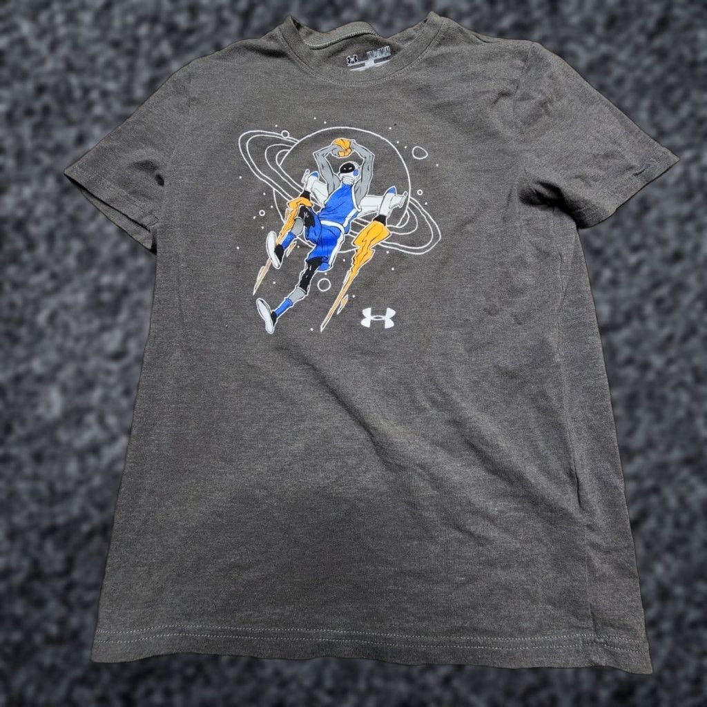 Armour Under Armour Boys T Shirt Basketball Rocket Astronaut Gray M