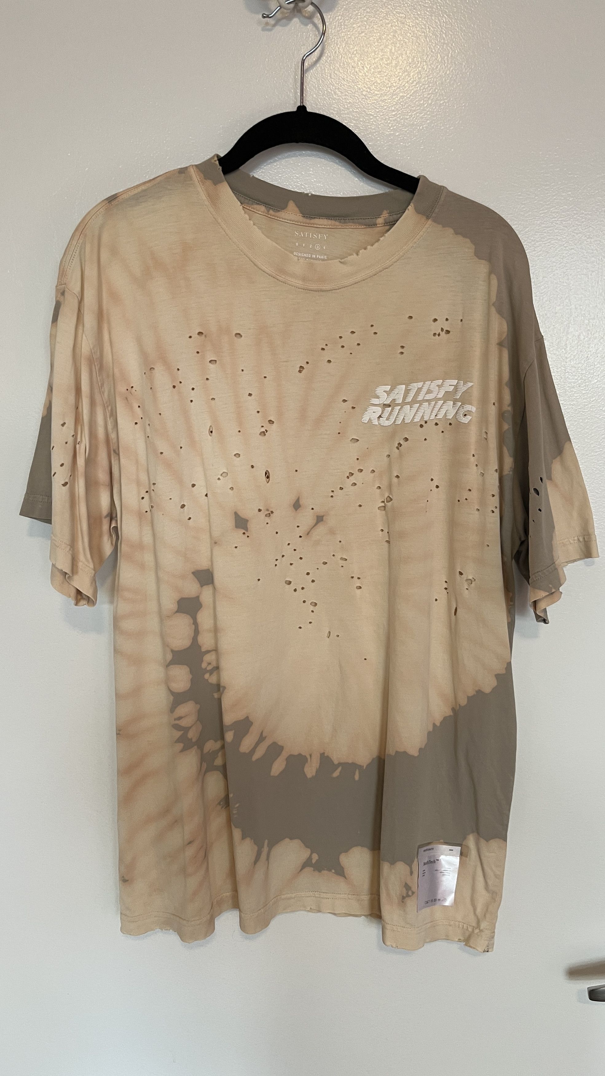 Satisfy Running Mothtech Bleach Tie Dye Tee Large
