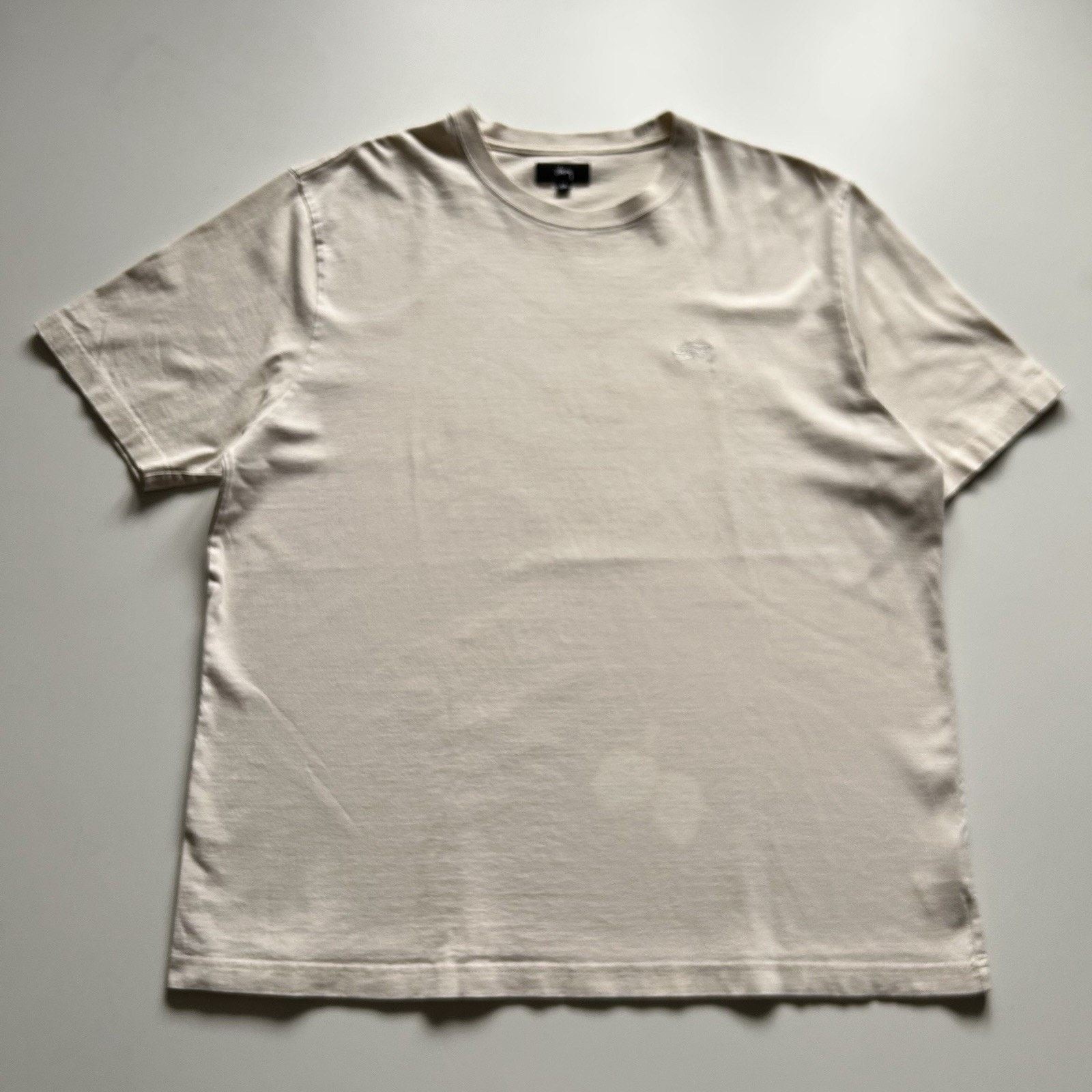 Stussy T Shirt Natural Size Xxl Basic Logo Embroidered Tee Hoodie, Sweatshirt | FlexRushtees.com