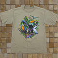 Vintage Huma I Tees T Shirt Men Small Beige 90s Y2k Tropical Birds Nature Graphic Tee