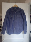 Iron Heart Chambray Work Shirt Ihsh 363 Nav 10oz Organic Navy Blue Hoodie, Sweatshirt | FlexRushtees.com