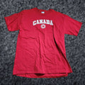 Vintage 90s Mens L Red Canada Travel Souvenir T Shirt Deadstock Knit Short Sleeve Crew Neck Hoodie, Sweatshirt