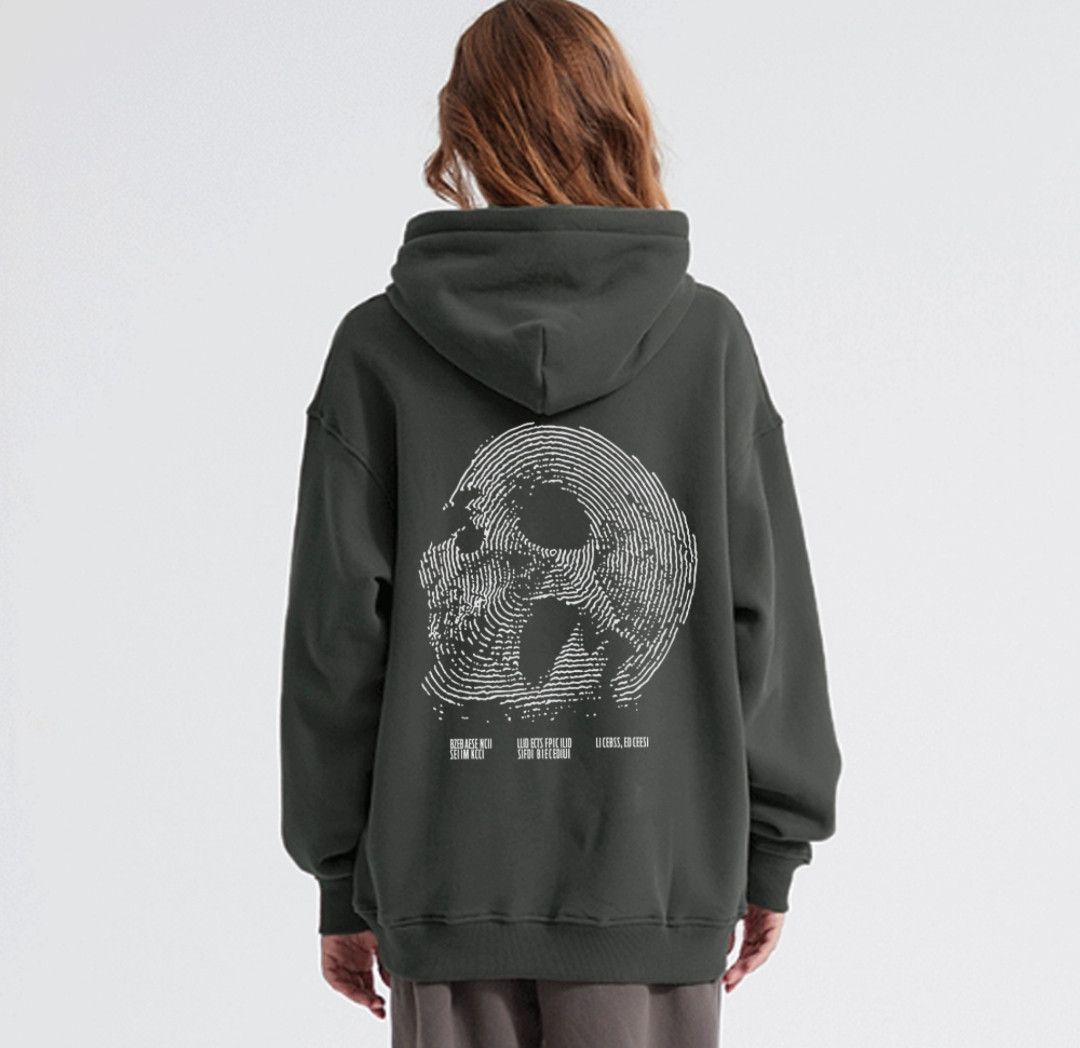 Vintage Oversized Fingerprint Skeleton Printed Hoodie T-Shirts, Sweatshirt | FlexRushtees.com