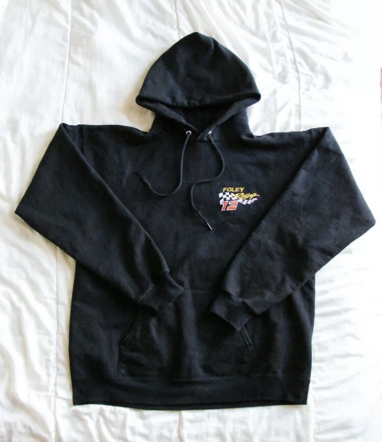 Vintage Hanes Foley Racing 12 Black Boxy Fit Hoodie Sweater