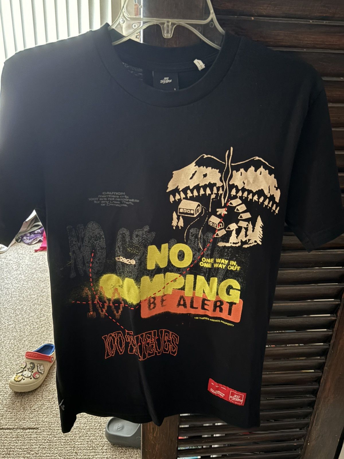 Thieves 100 Thieves No Camping Shirt Black Small