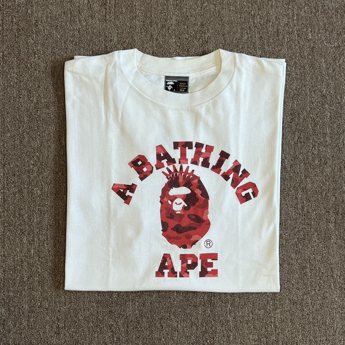 Bape New York Store Red Camo College Tee Hoodie, Sweatshirt | FlexRushtees.com