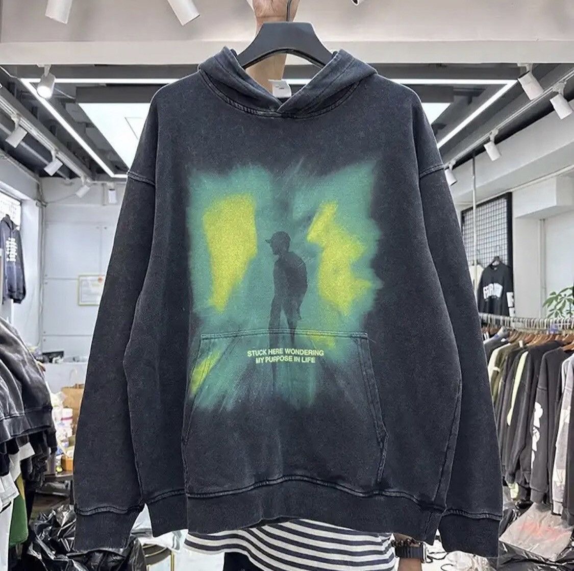 Vintage Green Black Printed Hoodies T-Shirts, Sweatshirt | FlexRushtees.com