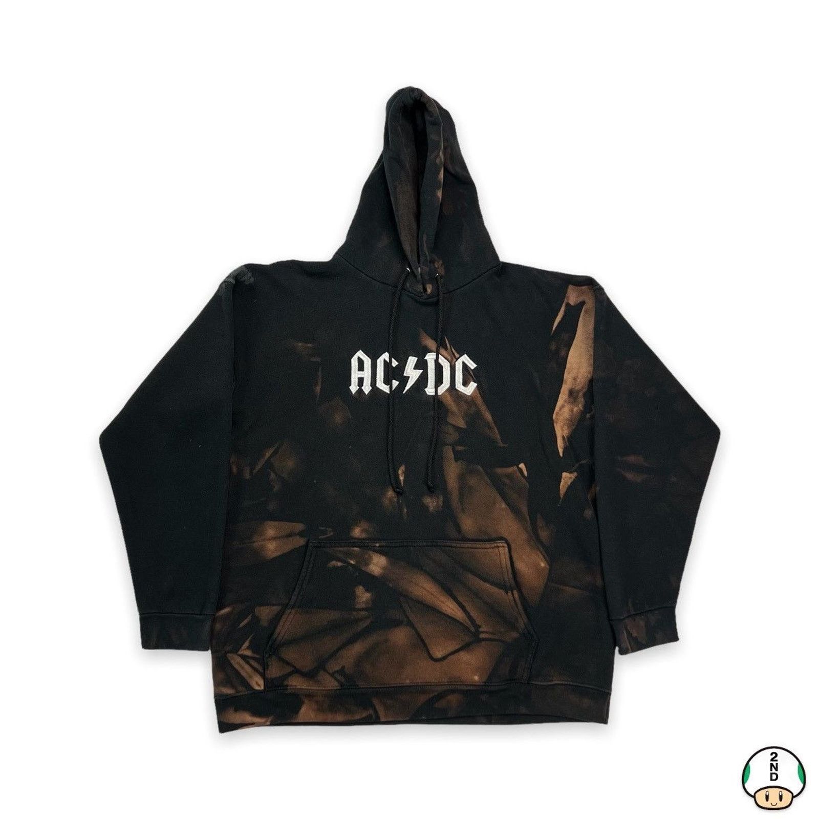 Band Tees X Vintage Vintage Ac Dc Hoodie Bleached Alstyle Heavyweight Pullover Sweatshirt | FlexRushtees.com