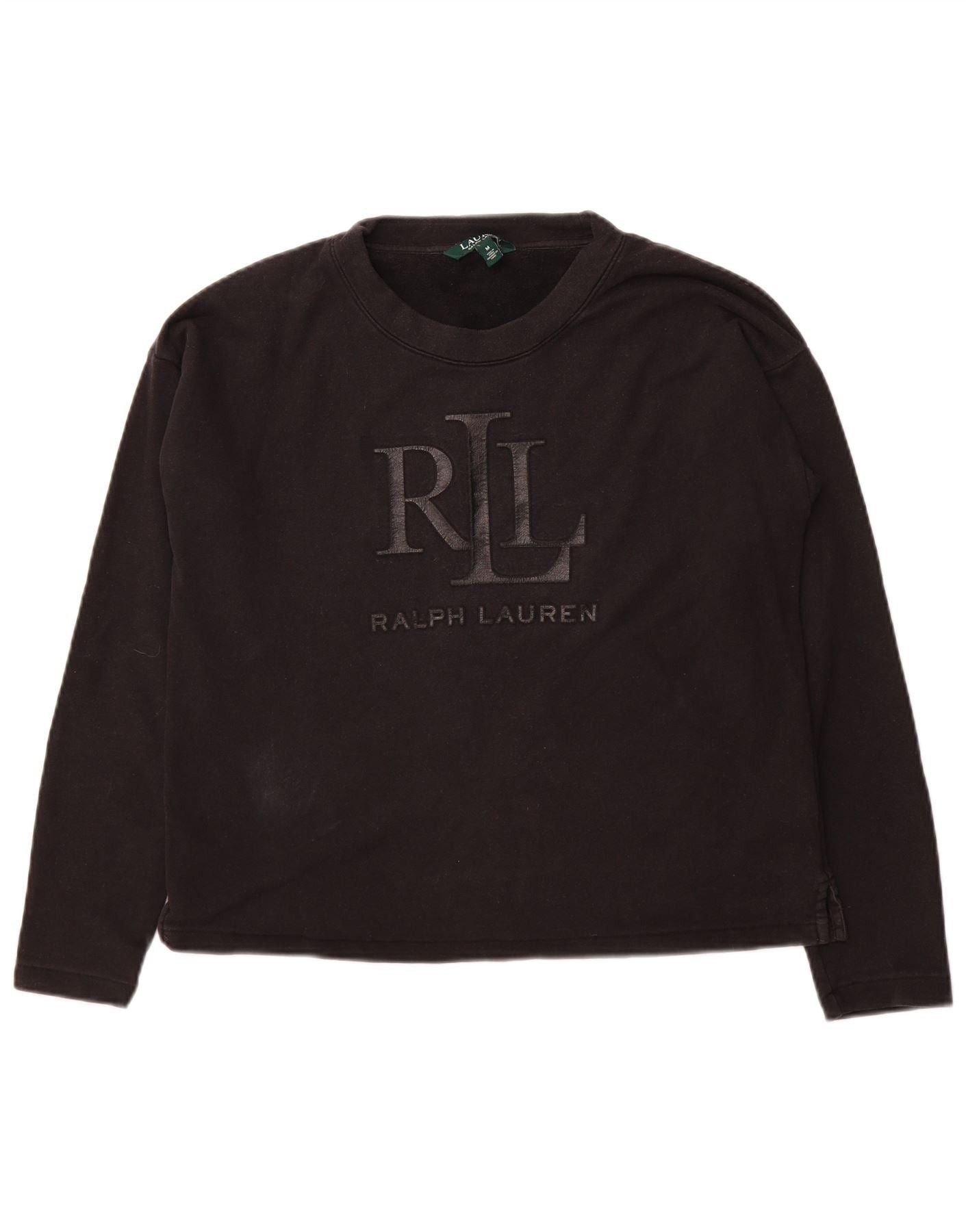 Ralph Lauren Womens Graphic Overd Sweatshirt Jumper Uk 14 Medium Black