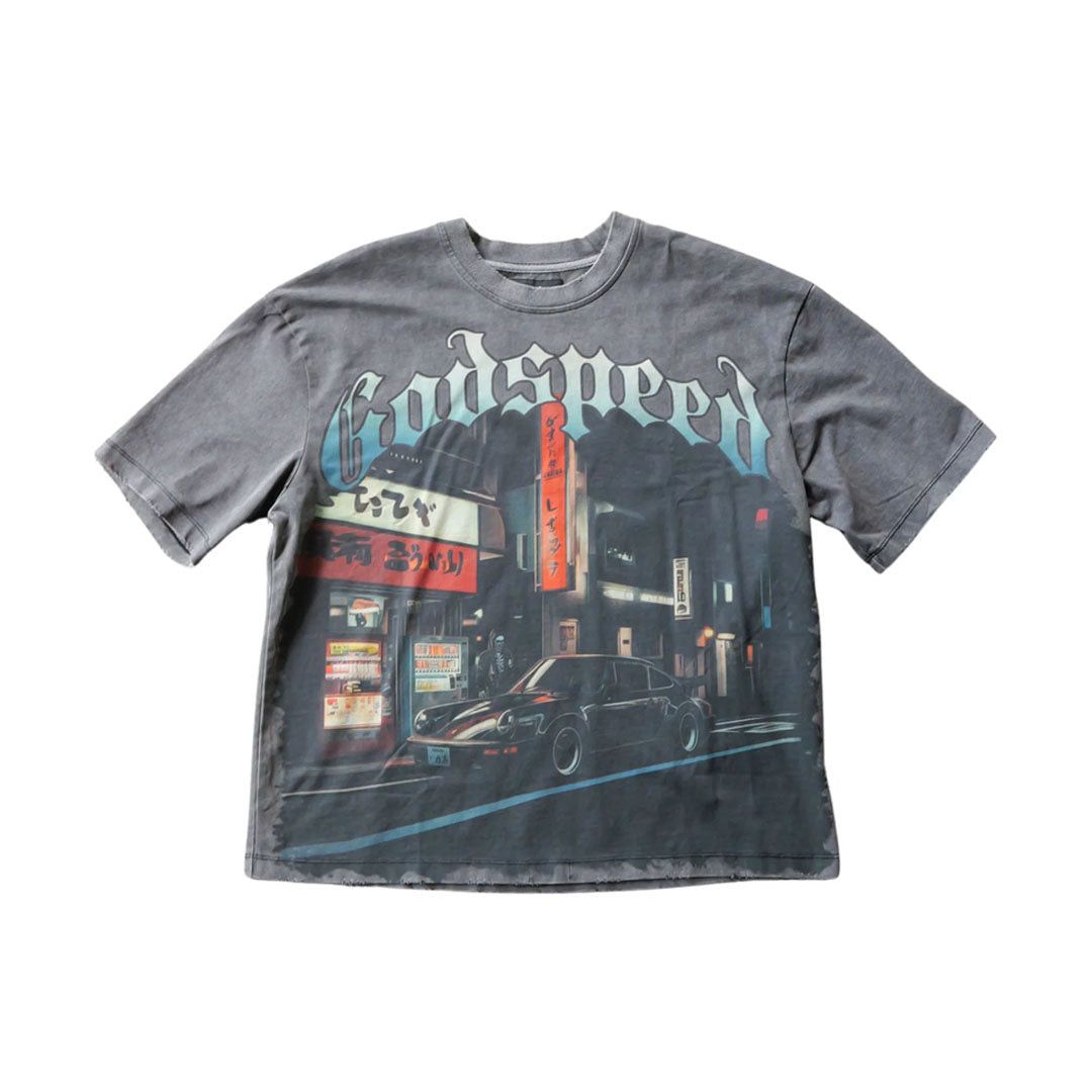 Godspeed Pit Stop Tokyo Tee Grey Wash Hoodie, Sweatshirt | FlexRushtees.com