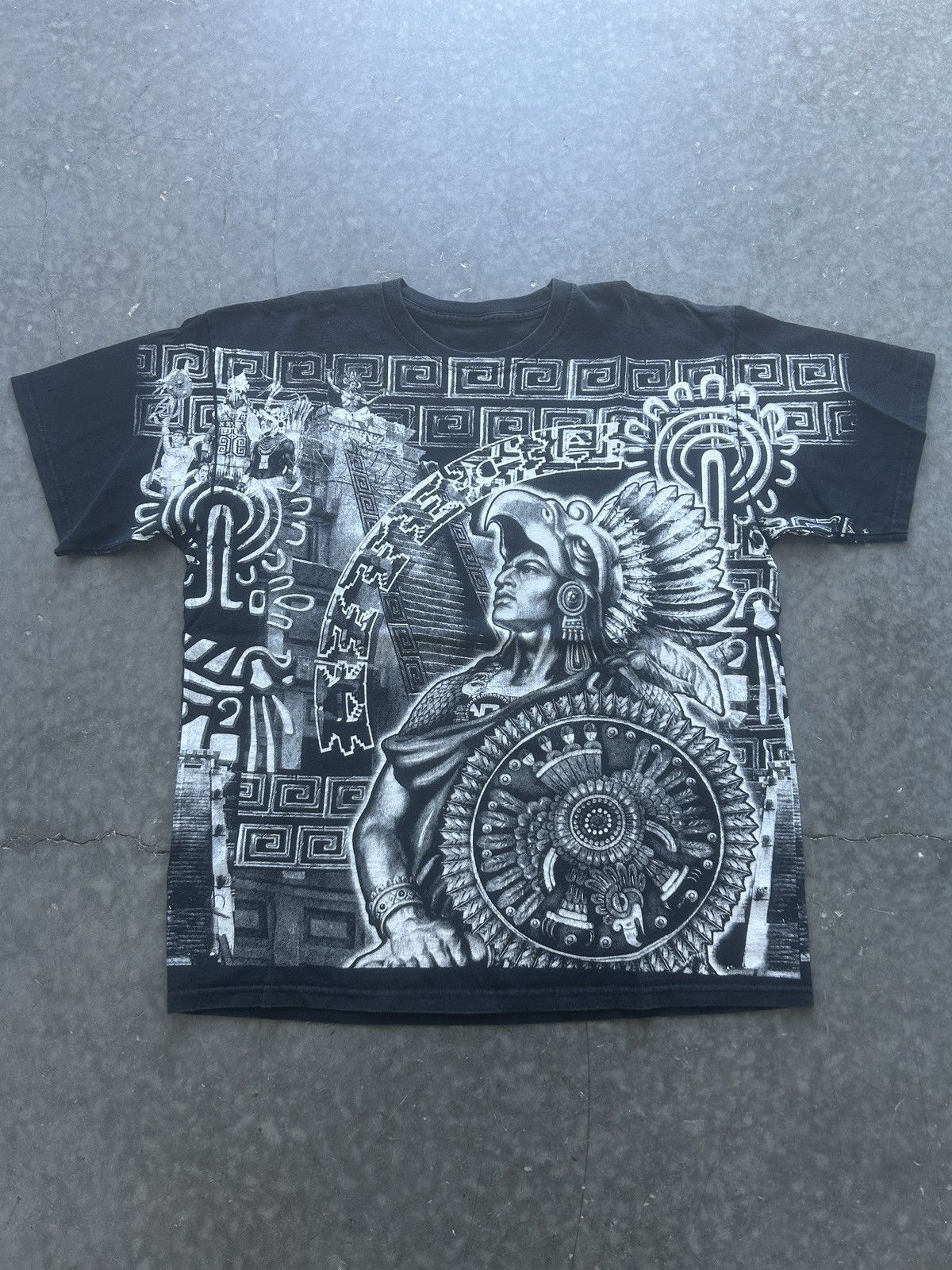 Vintage Y2k Mayan Aztec Aop Graphic Tee