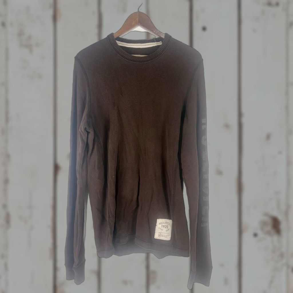 Vintage Hollister Brown 100 Cotton Waffle Knit Long Sleeve Shirt Men S Size M Fall Winter Thermal Cr