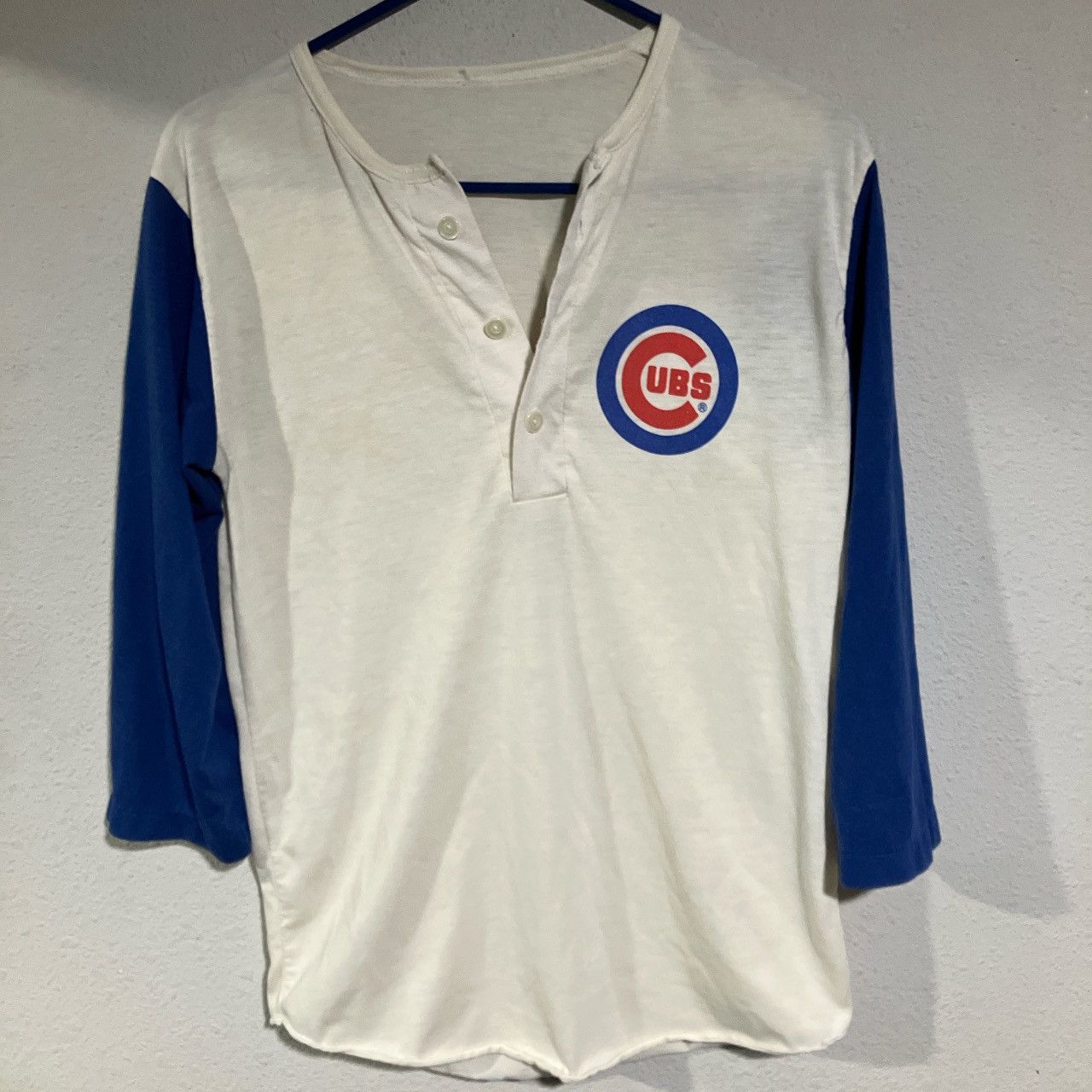 Mlb 60s Chicago Cubs Henley Raglan Rare Vintage Baseball Shirt