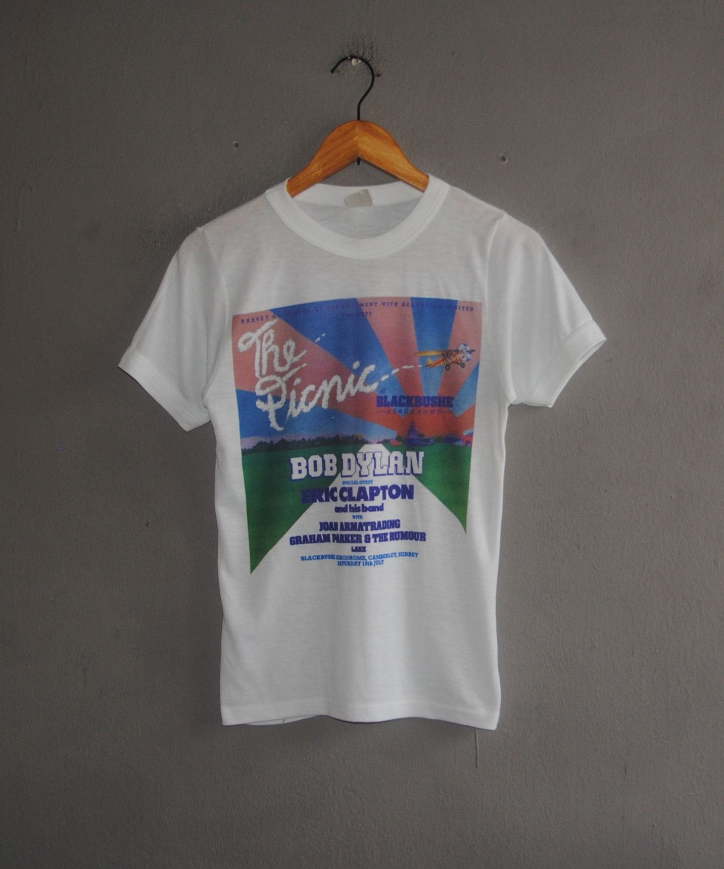 Vintage 1978 The Picnic At Blackbushe Bob Dylan 70s T Shirt