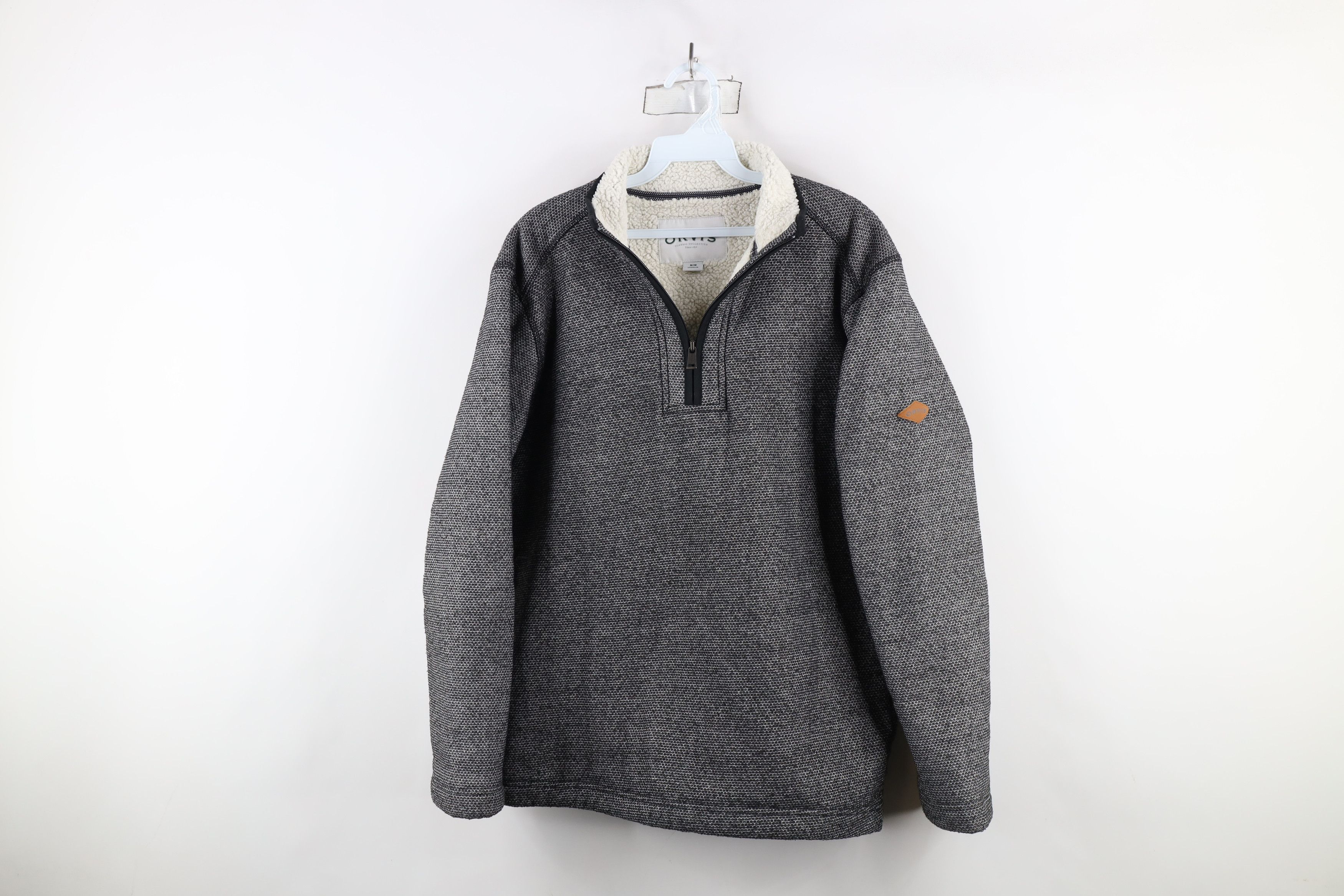 Vintage Y2k Orvis Deep Pile Fleece Lined Half Zip Sweater