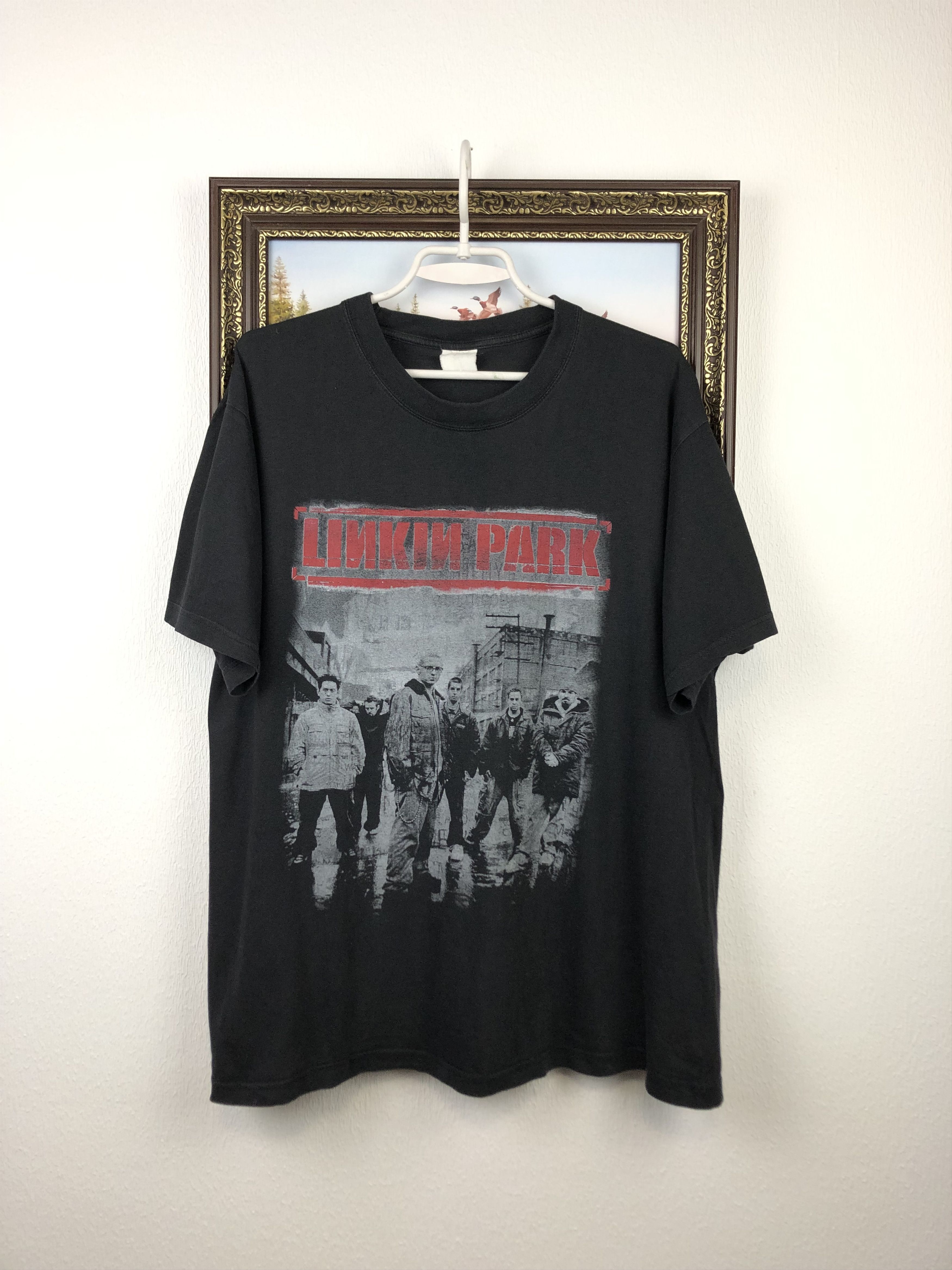 Vintage Linkin Park Tee Shirt Rock Black Mens Over Print Hoodie, Sweatshirt | FlexRushtees.com