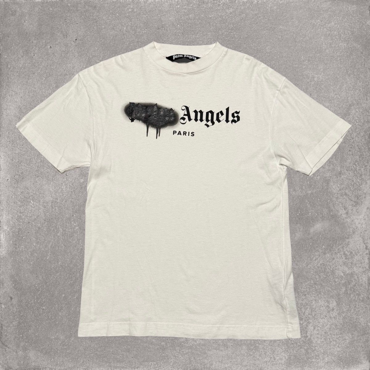 Angels Palm Angels Small Paris Sprayed White Tee Hoodie, Sweatshirt | FlexRushtees.com