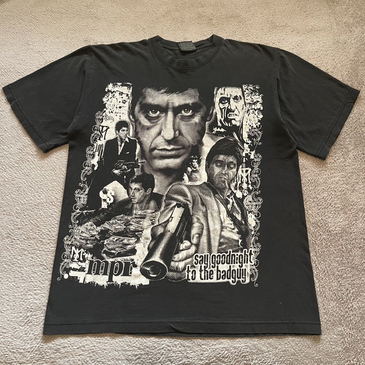 Vintage 2000s Scarface Tony Montana Faded Black T Shirt Hoodie, Sweatshirt | FlexRushtees.com