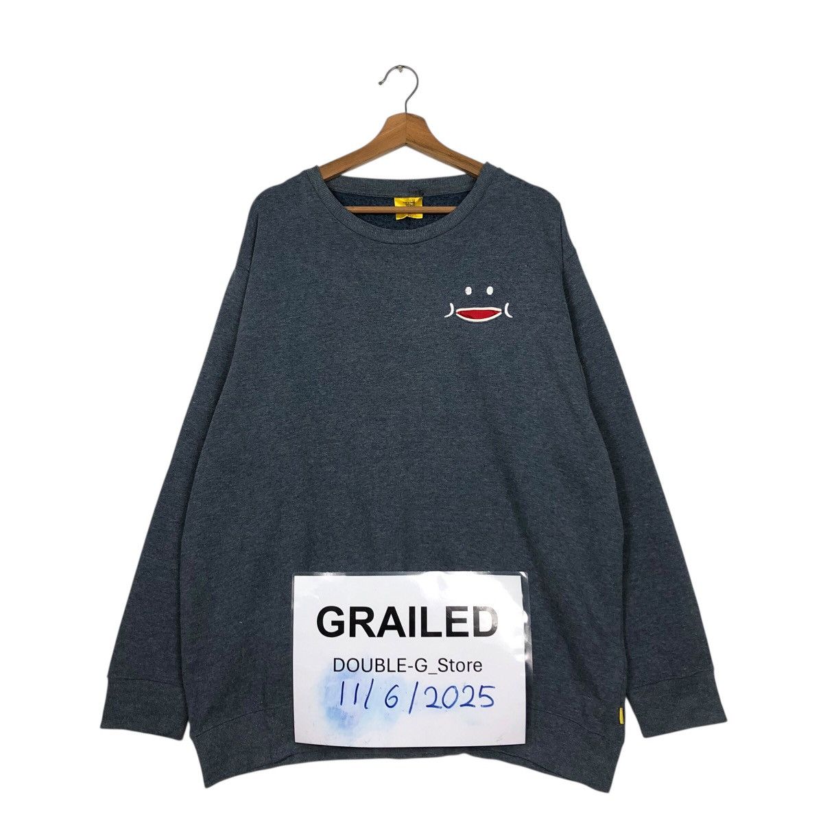 Japanese Brand Cute Smiley Face Graphic Sweatshirt Up Smile Kapital