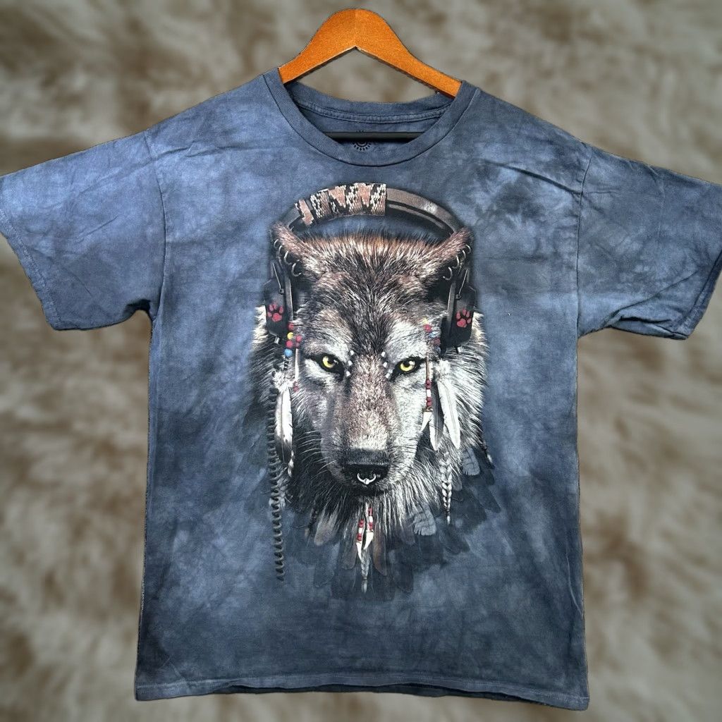 Mountain The Mountain T Shirt Men S L Wolf Manimals Gray Blue Tie Dye