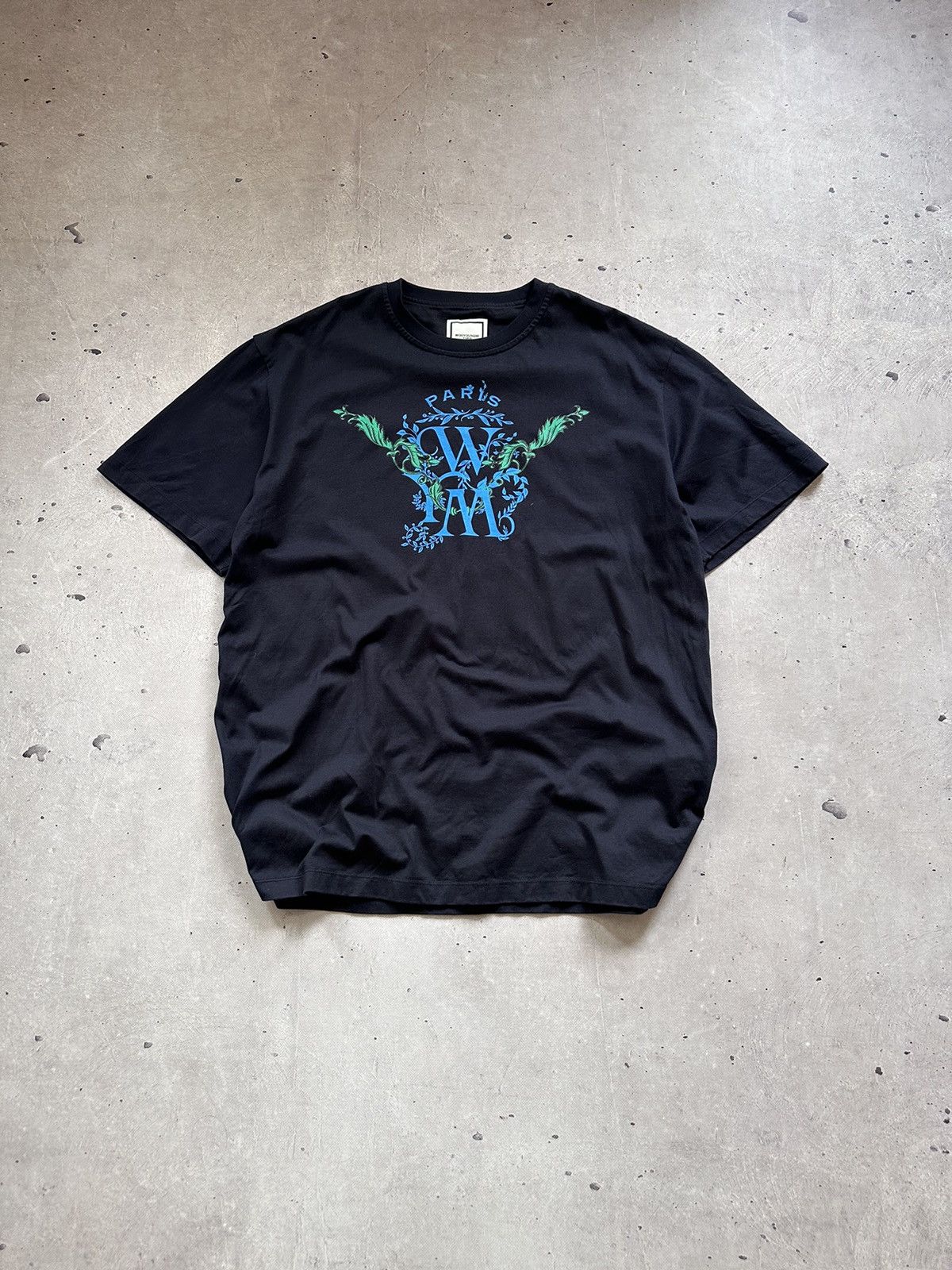 Wooyoungmi Paris Navy Printed Oversized Tee Korea Designer Hoodie, Sweatshirt | FlexRushtees.com