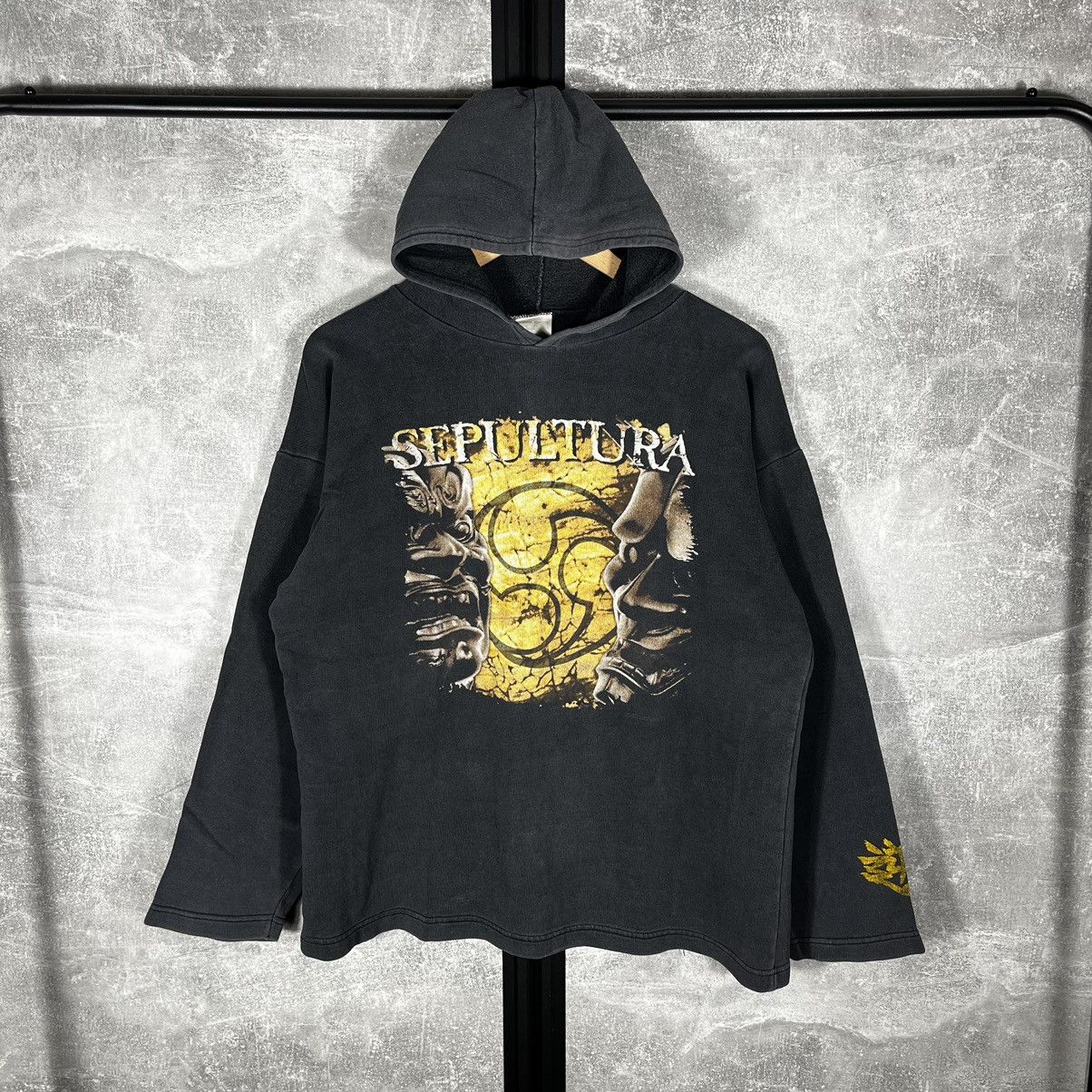 Sepultura 90s Vintage Mask Hoodie Sweatshirt Against T-Shirts | FlexRushtees.com