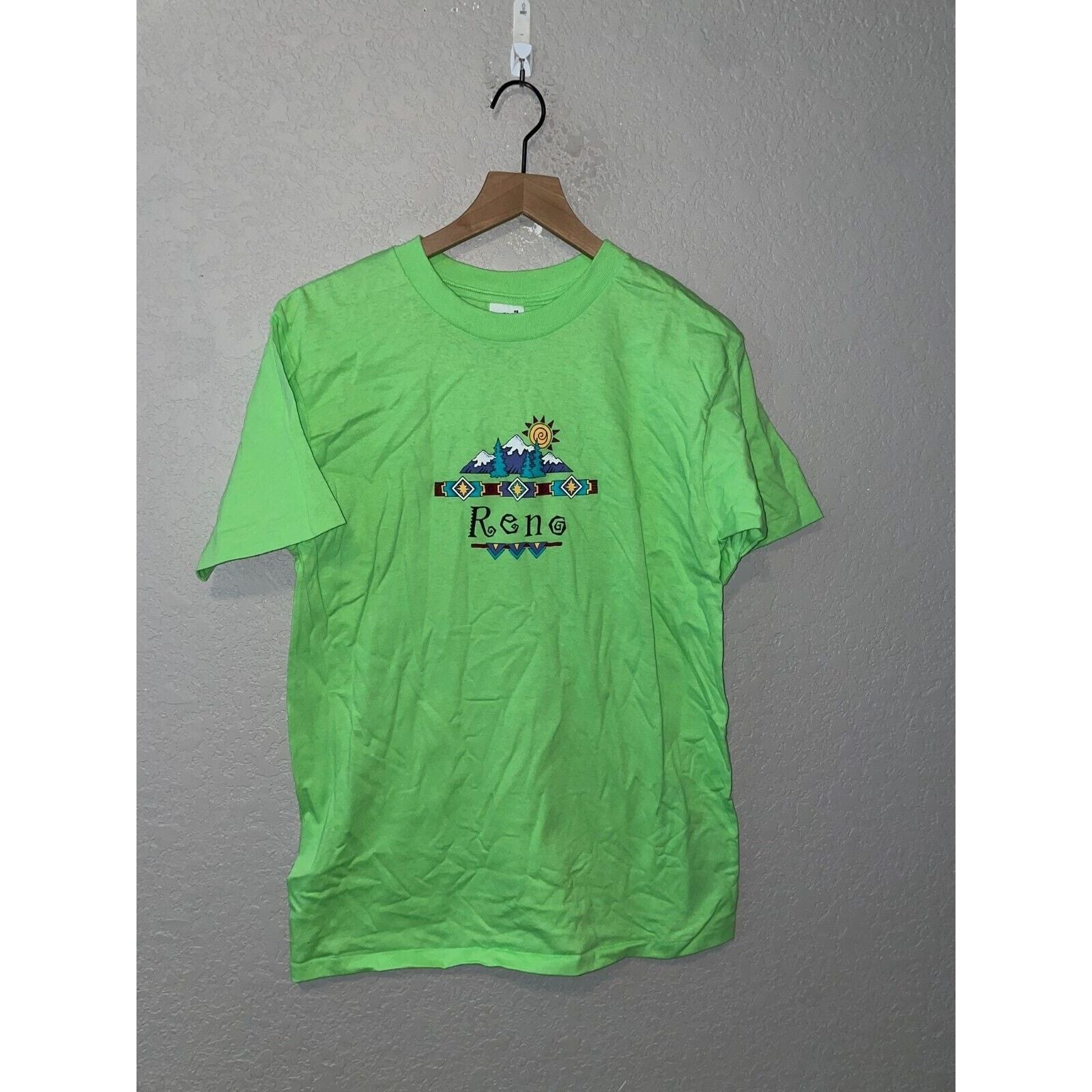 Anvil Vintage Reno Nevada Shirt Mountain Green Tee 90s Vtg Medium