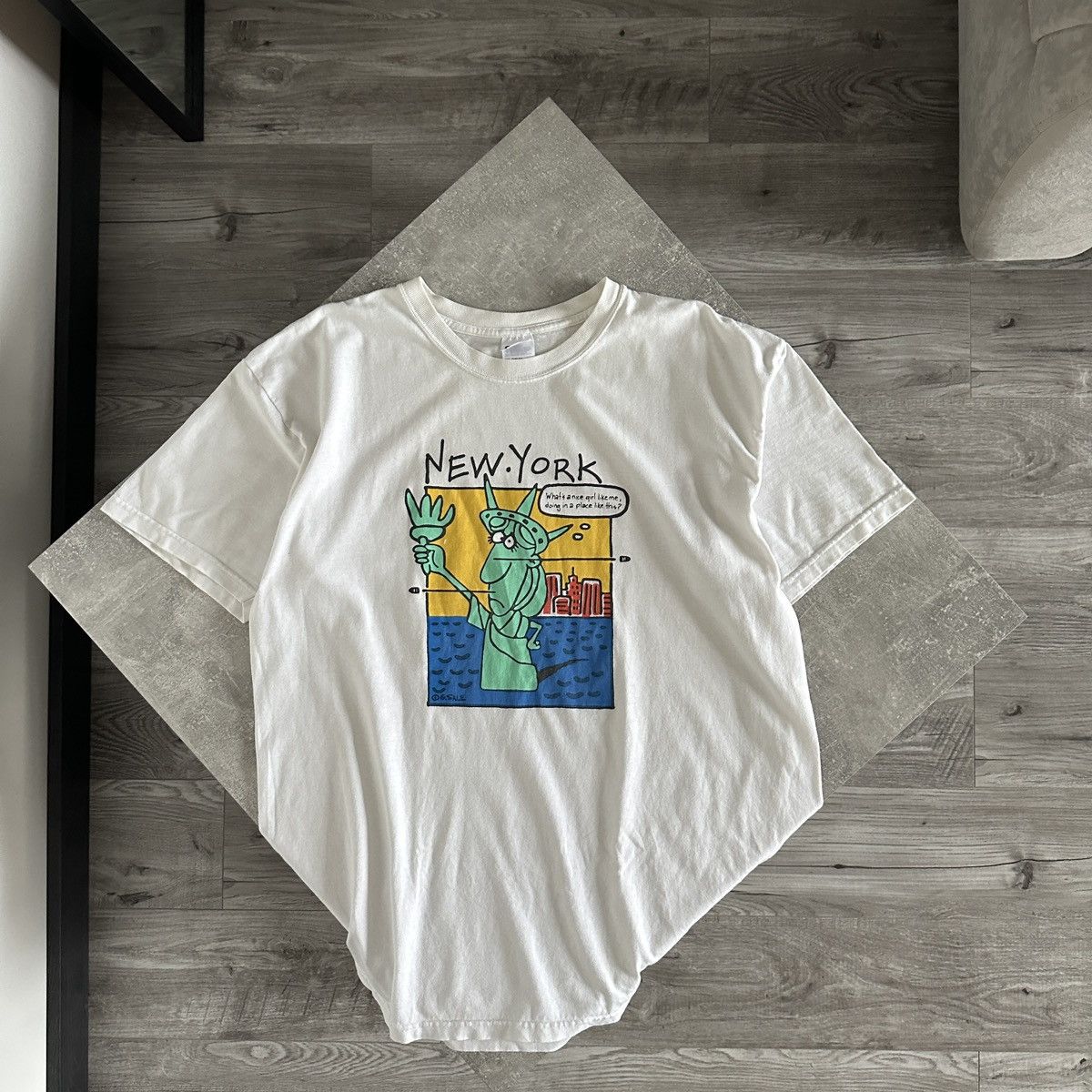 Vintage 90s Statue Of Liberty Humor Tee New York Y2k Rare Hoodie, Sweatshirt | FlexRushtees.com