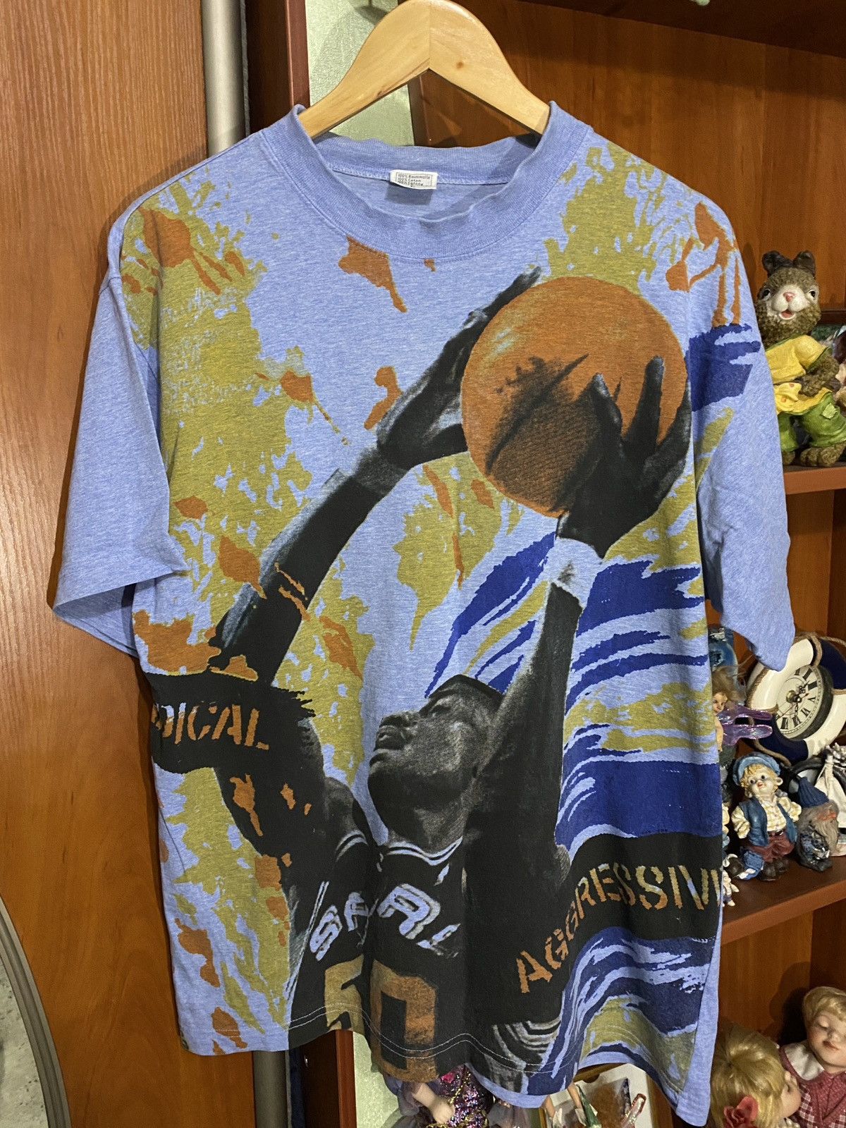 Rap Tees X Vintage Vtg David Robinson San Antonio Spurs All Over Print T Shirt