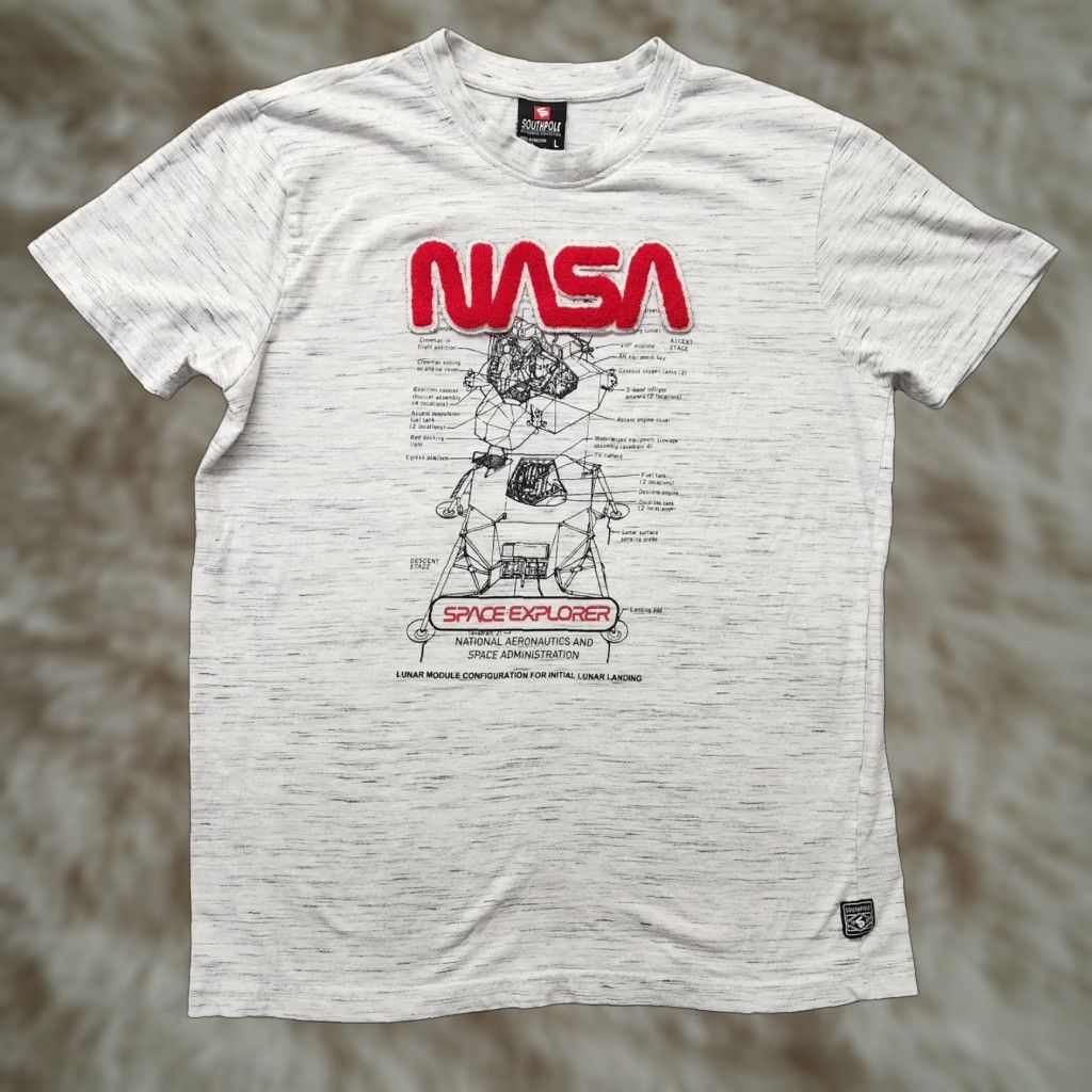 Southpole Shirt Mens L Gray Logo Nasa Embroidered Space Explorer Aeronautics
