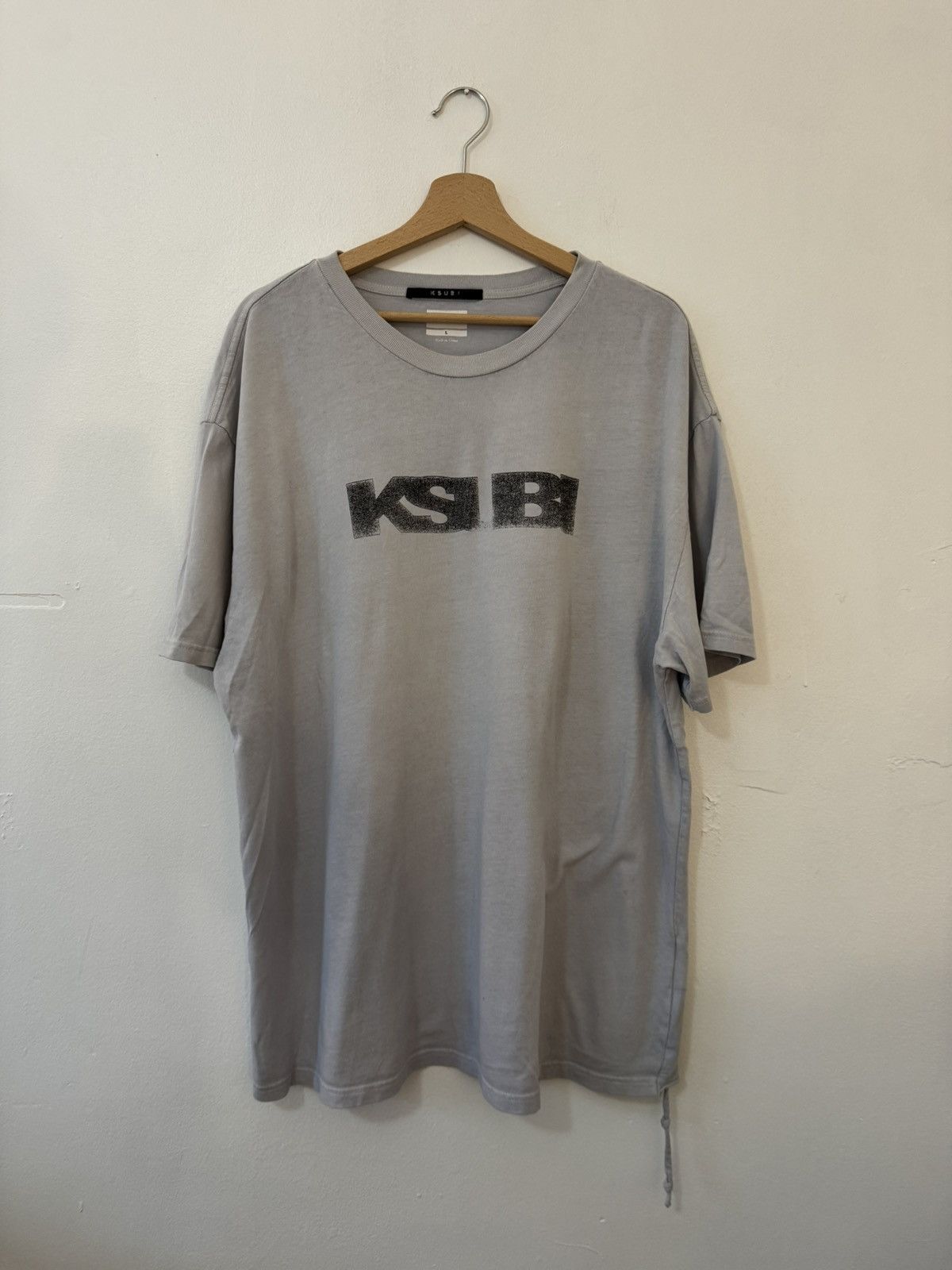 Ksubi Greyish Blue Oversized Tee Hoodie, Sweatshirt | FlexRushtees.com