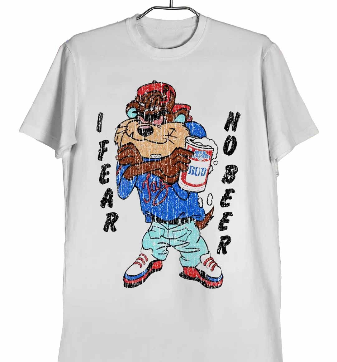 Gildan Taz I Fear No Beer White Tee Hoodie, Sweatshirt | FlexRushtees.com