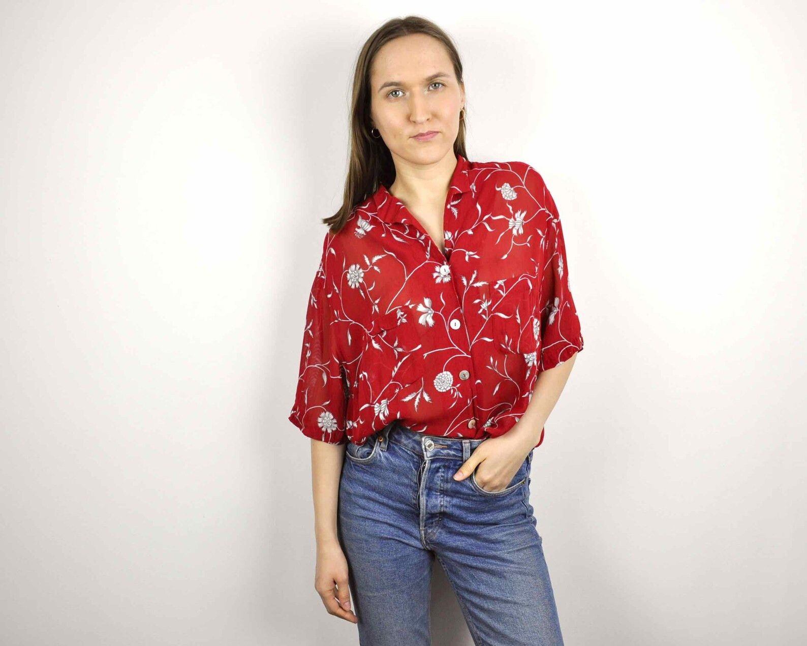 Vintage Tru Oversized Us 16 Transparent L Blouse Uk 18 Shirt Top Tee Hoodie, Sweatshirt | FlexRushtees.com
