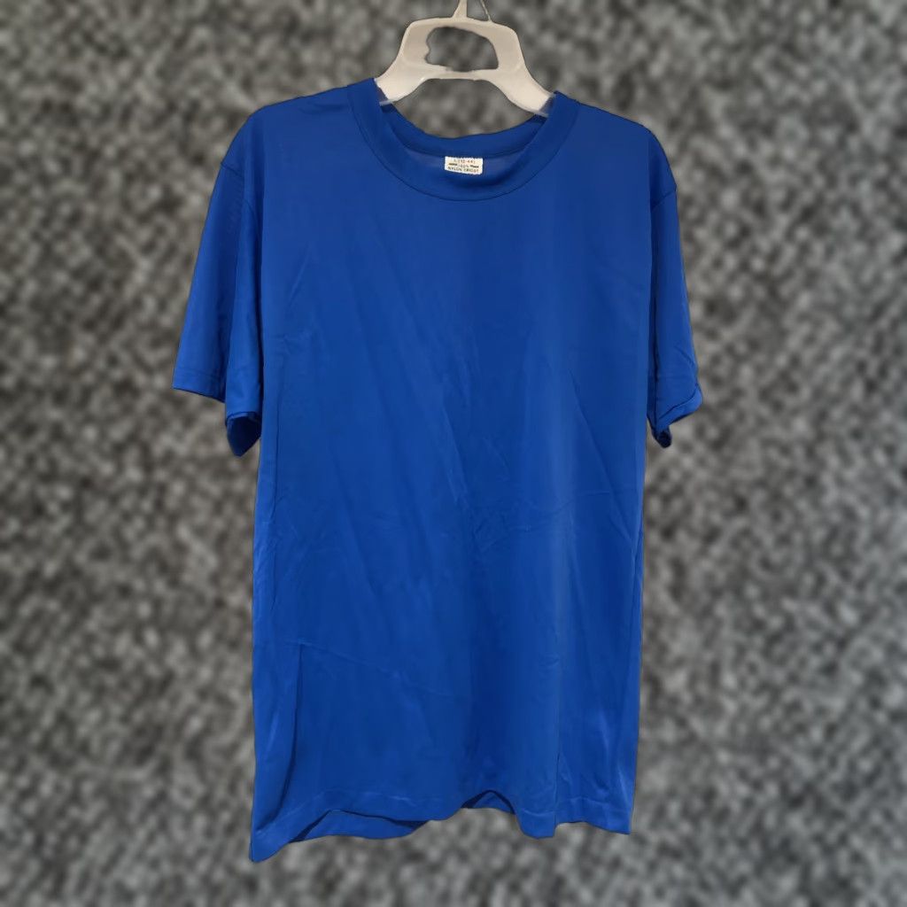 Vintage 60s Blue 100 Nylon Tricot T Shirt Size Small Usa Punk Disco Rave Usa Mens Short Slee