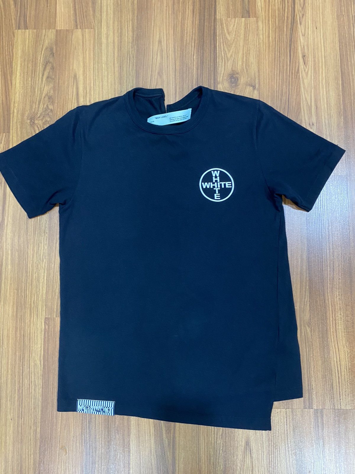 White Off White Split Tee Hoodie, Sweatshirt | FlexRushtees.com