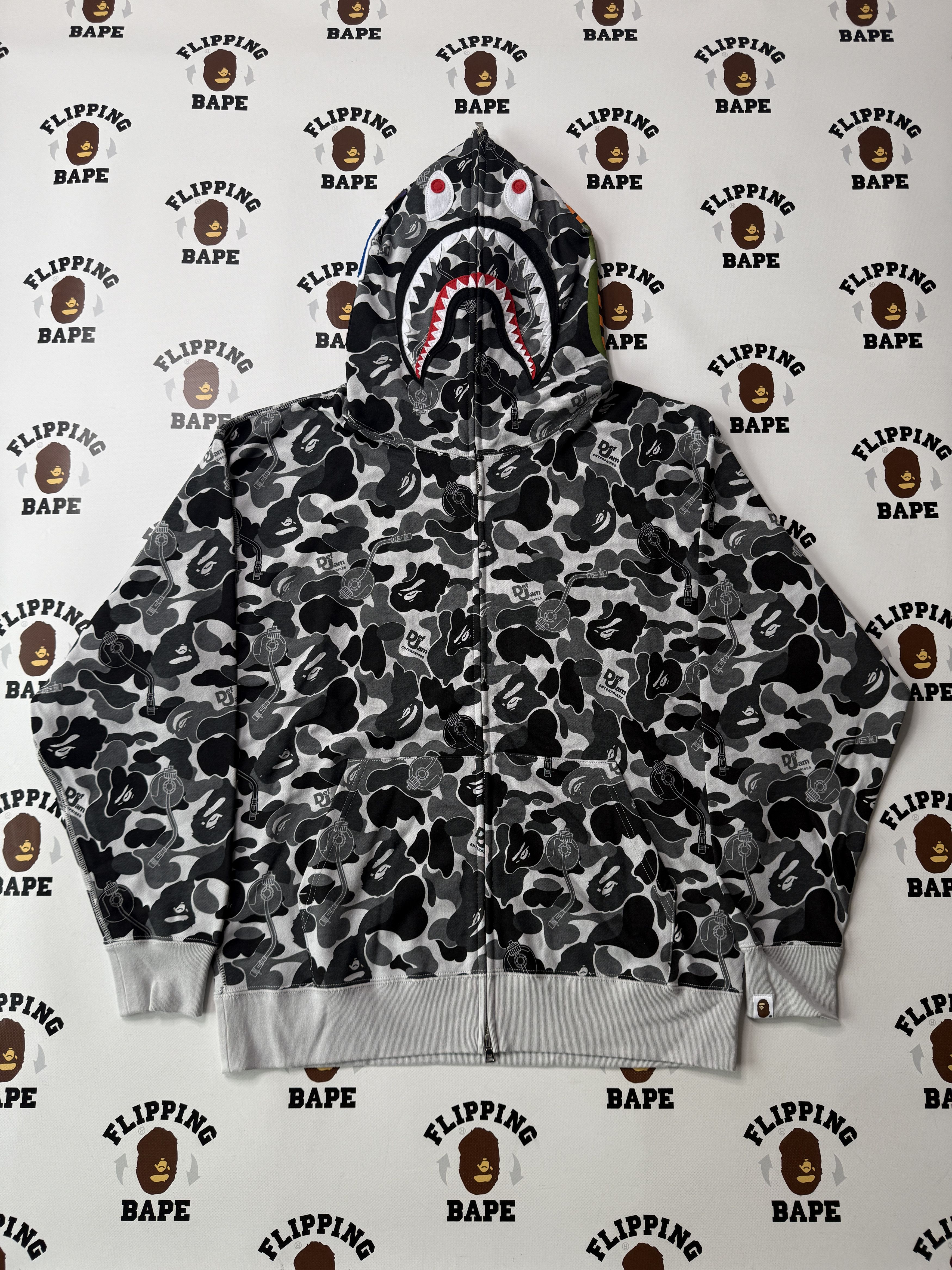 Def Jam Camo Shark Relaxed Fit Full Zip Hoodie T-Shirts, Sweatshirt | FlexRushtees.com