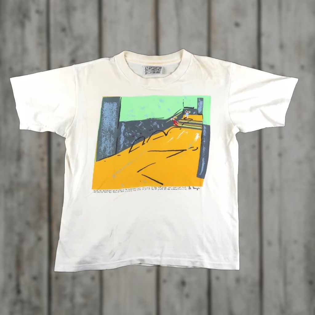 Vintage 80s 1985 Wildwood Productions Art Tee T Shirt Sz L Large White Cotton Crew Neck Shor Hoodie, Sweatshirt