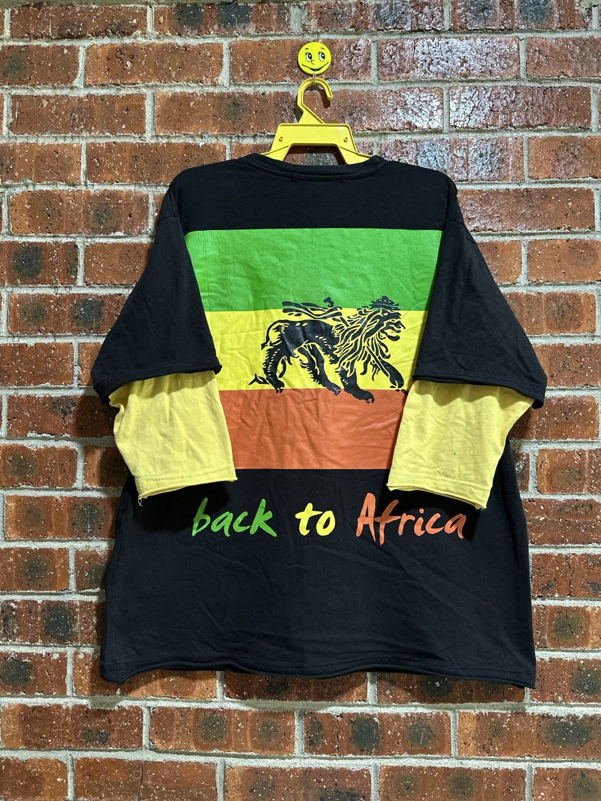 Vintage Back To Africa Rasta Flag Three Quater Tee