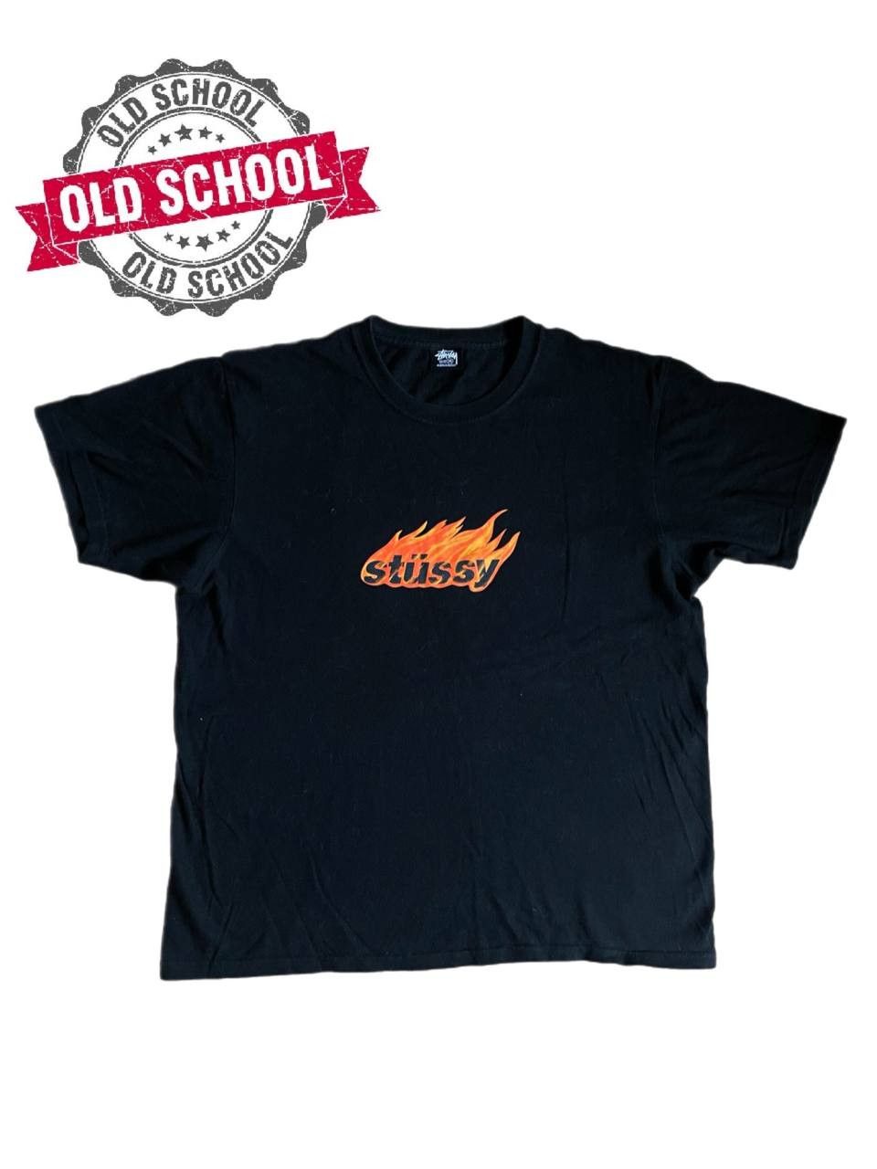 Vintage Stussy Tee Fire Logo Hoodie, Sweatshirt | FlexRushtees.com