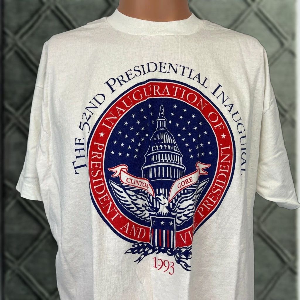 Fruit Of The Loom Vintage Fruit Of The Loom T Shirt Mens Xl White Clinton 1993 90s Usa Inauguration Hoodie, Sweatshirt