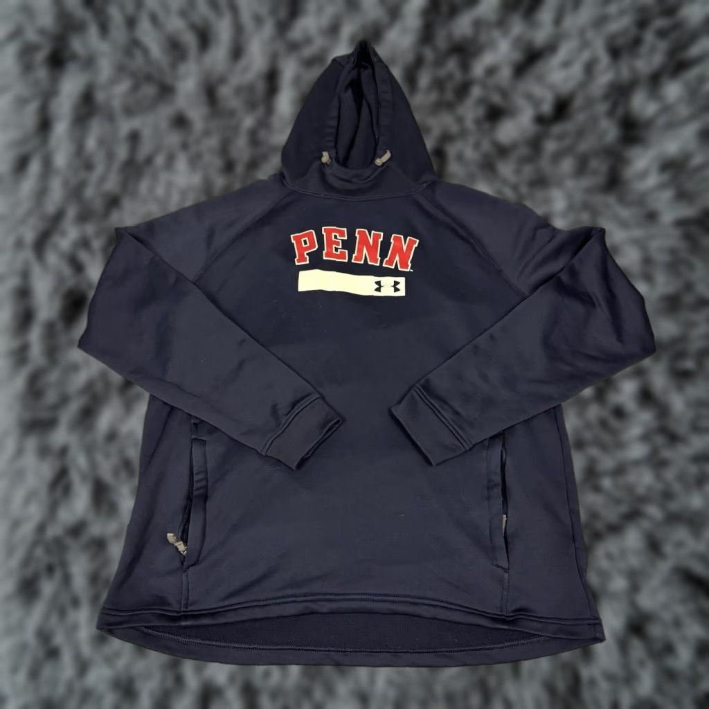 Armour Vintage Under Armour University Of Penn Quakers Hoodie Womens L Loose Navy Blue Fleece