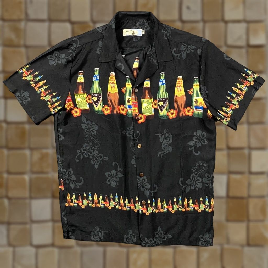 Vintage High Surf Hawaiian Shirt Men S Xxl Black Floral T Shirt Beach Tropical Summer Mens