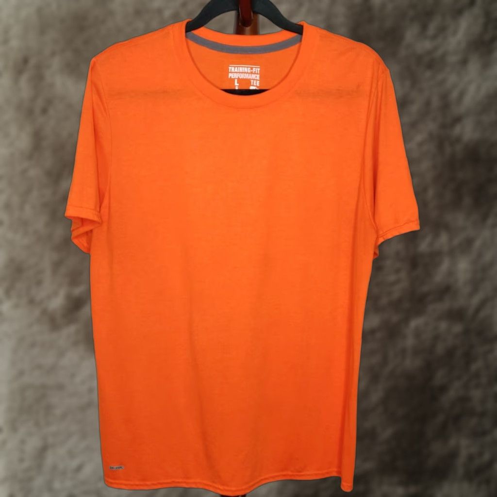 Starter Training Fit Performance Men S L T Shirt Orange Crew Neck Short Sleeves