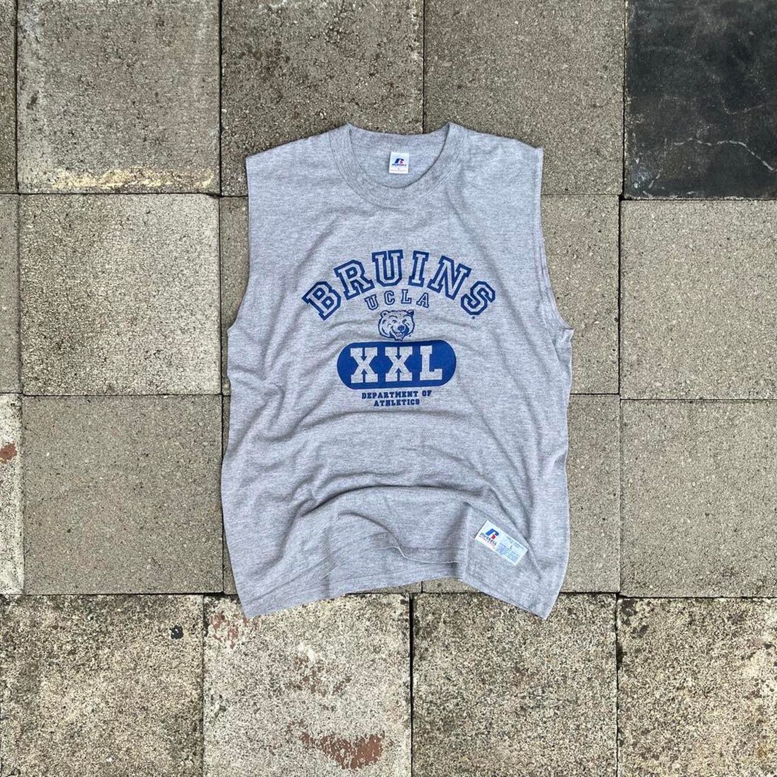 Athletic Ucla Russell Athletic Grey Muscle Tank Bear Center Logo
