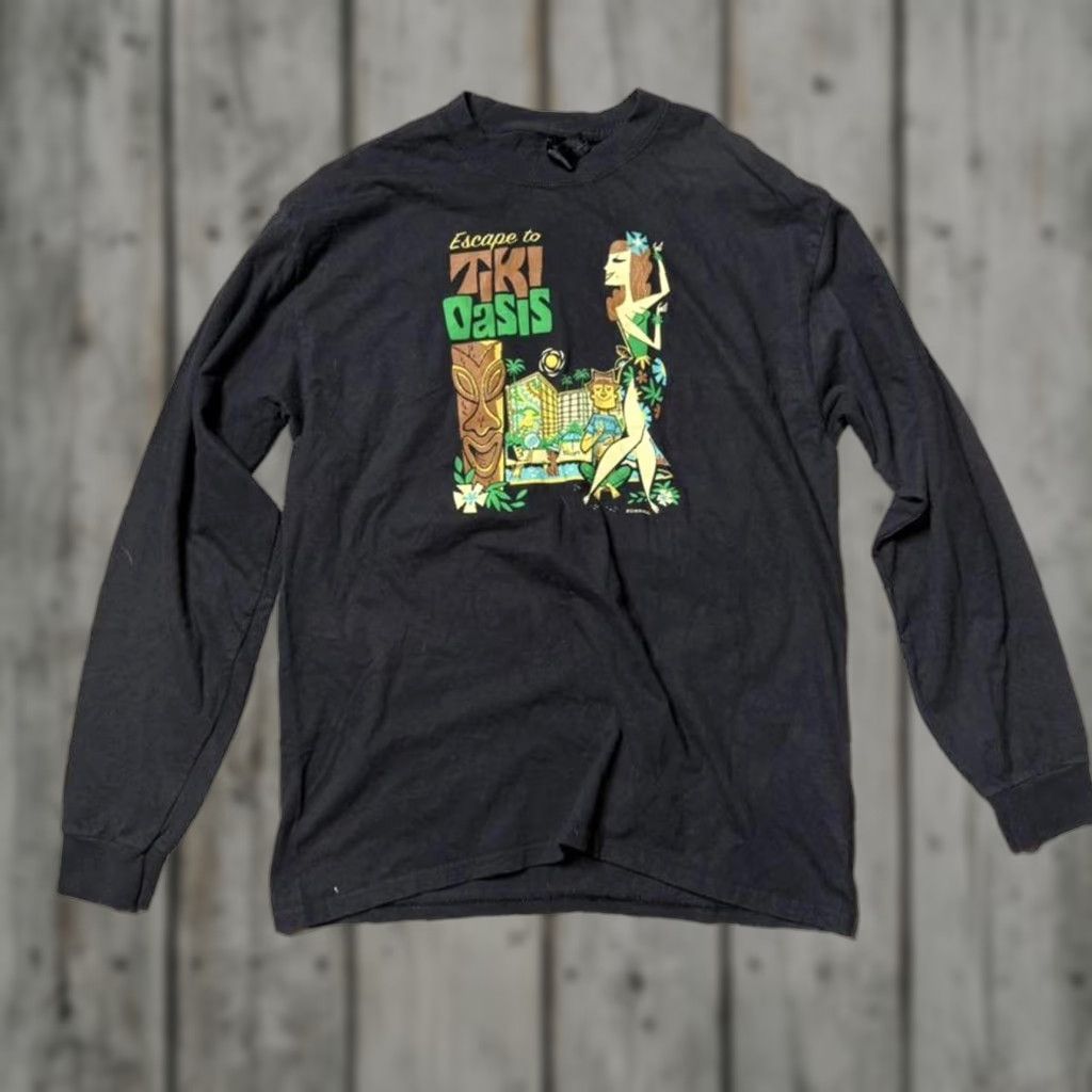 Vintage Rare Tiki Oasis San Diego L S Shirt Derek Yaniger Art Graphic Tee Mens Large Hoodie, Sweatshirt | FlexRushtees.com