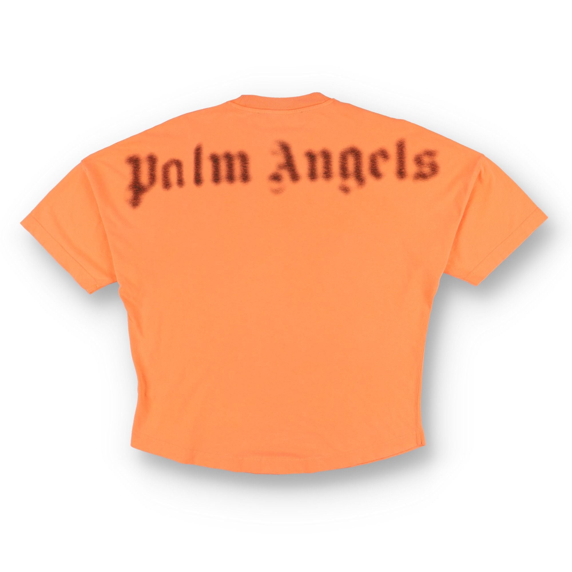 Palm Angels Orange Blurred Logo Oversized T Shirt Hoodie, Sweatshirt | FlexRushtees.com