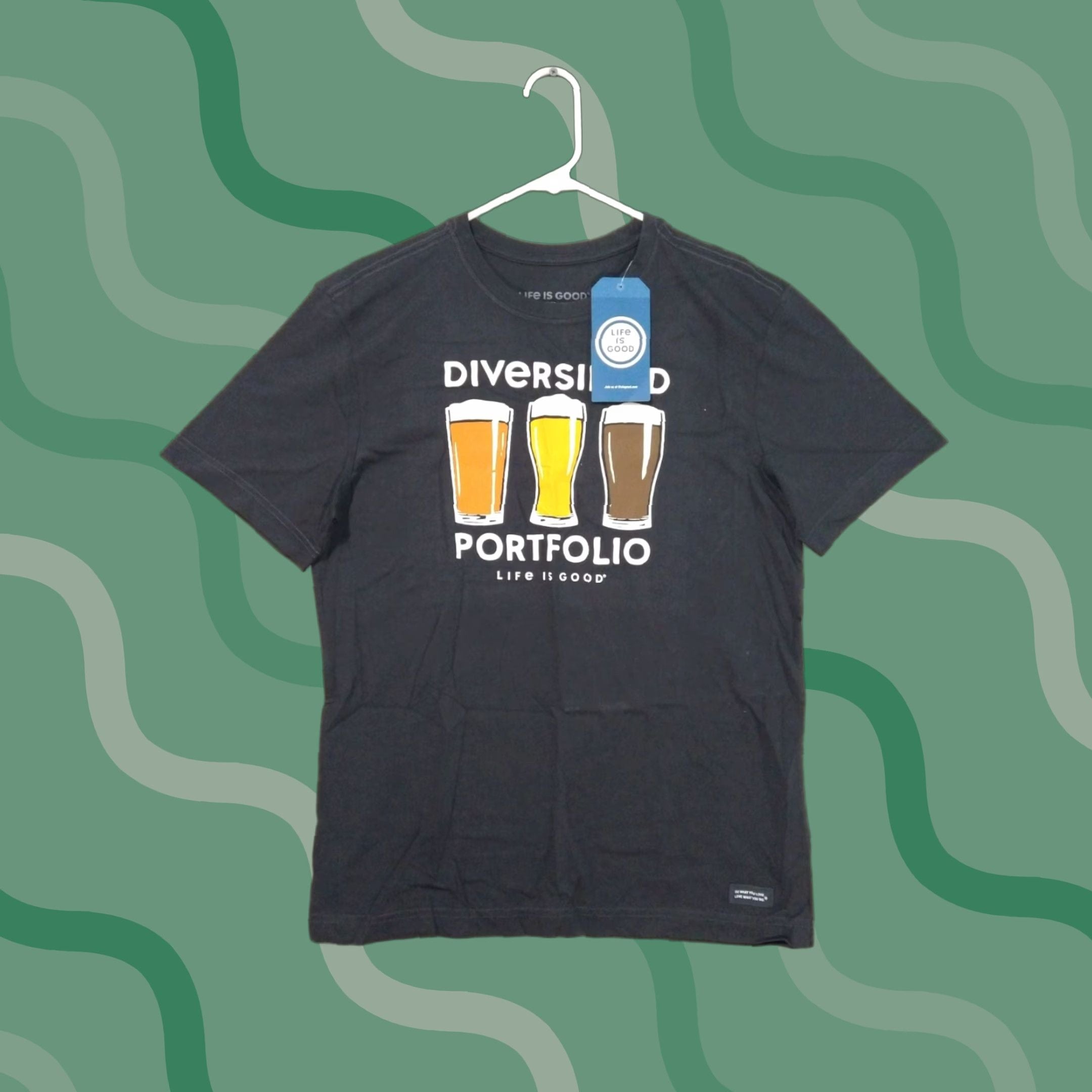 Is Good Life Is Good Shirt Mens Small Black Graphic Print Crusher Tee Beer Theme Hoodie, Sweatshirt | FlexRushtees.com